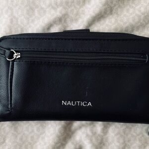 Nautica Black Vegan Leather RFDI travel passport holder